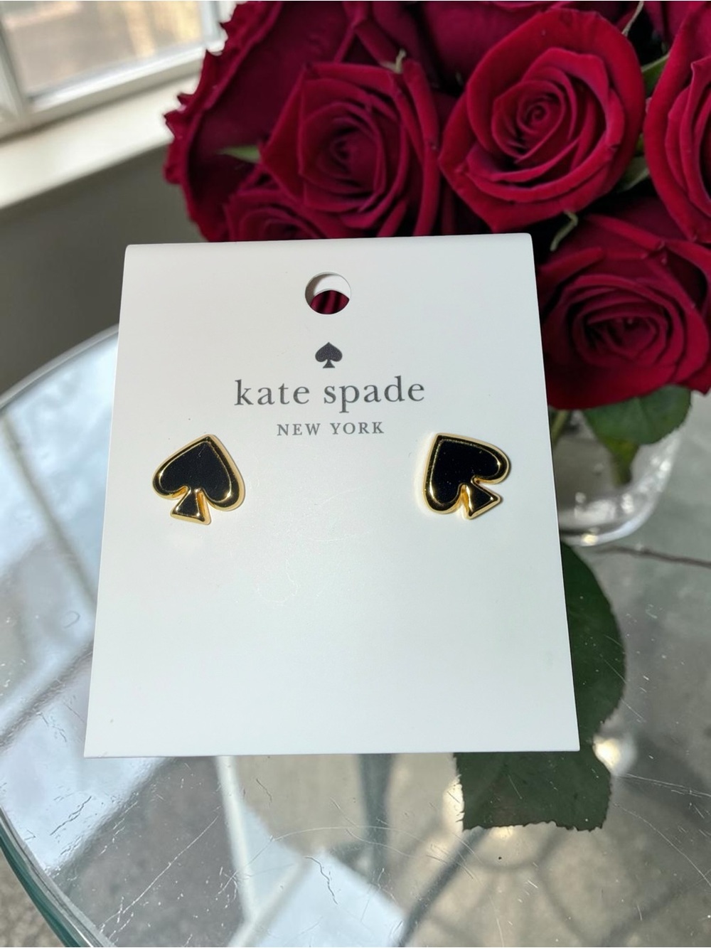 ❌SOLD❌Kate Spade Black and Gold Spade Stud Earrings NWT